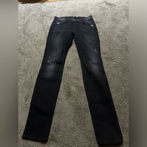 7 For All Mankind Faded Black The Skinny Distressed Jeans Size 27